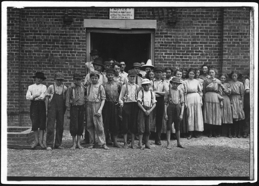 Part of the force at Tupelo Cotton Mills. All work. Smallest ones not in photo. Among youngest here are, Coleman... - NARA - 523430