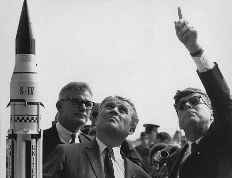 Seamans, von Braun and President Kennedy at Cape Canaveral - GPN-2000-001843