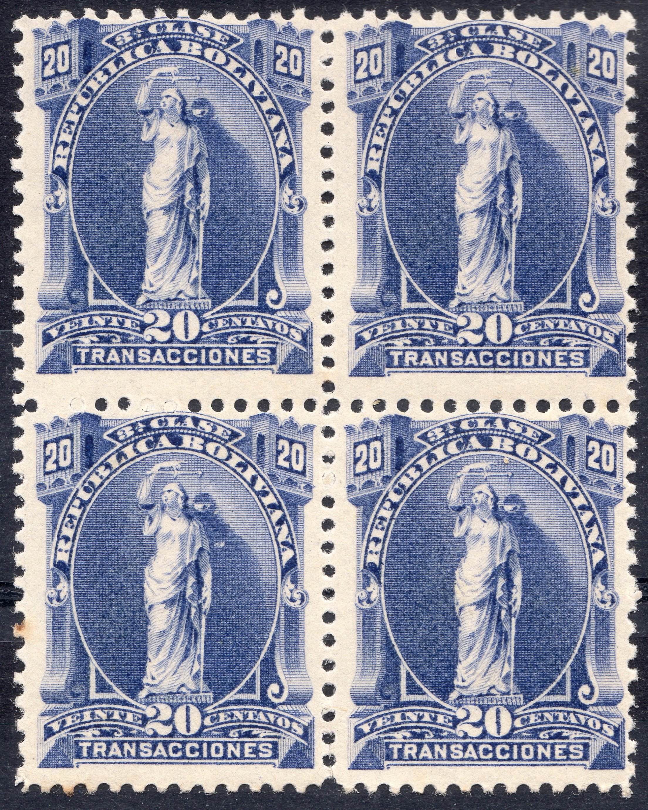 Bolivia 20c revenue stamps ABNCo. c. 1883 or 1894