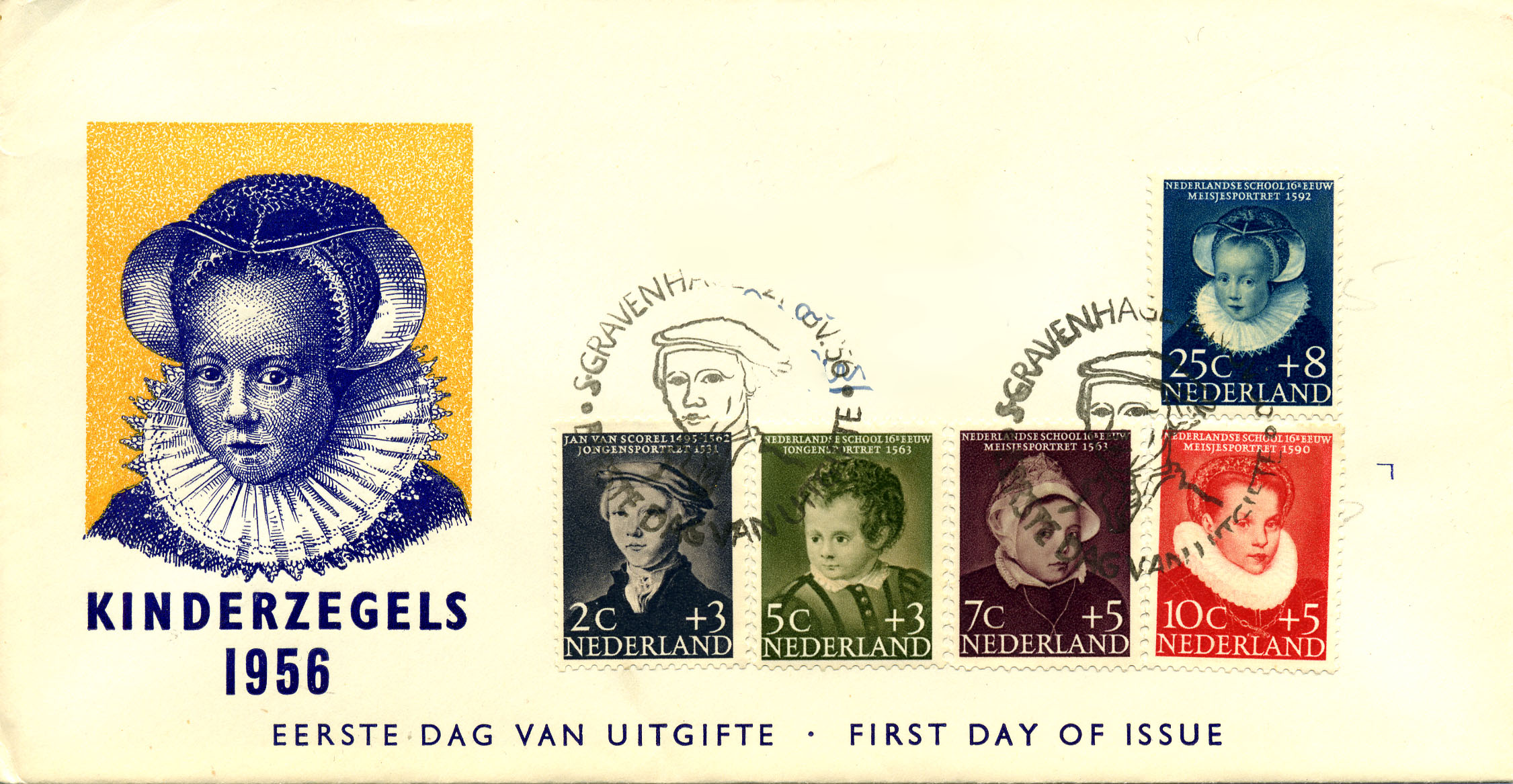 First day cover 1956 kinderzegels