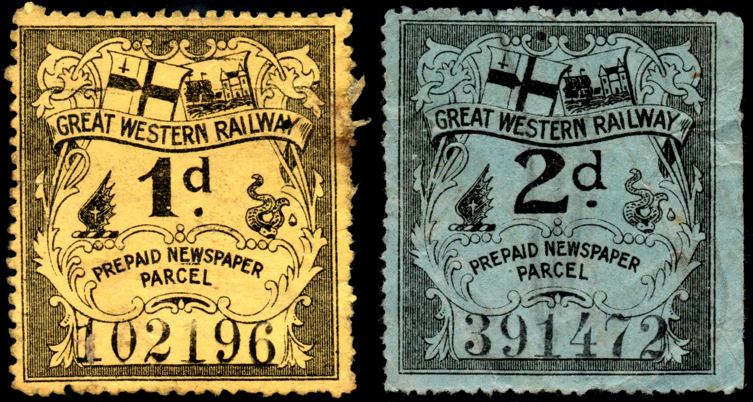 Great Western Railway prepaid newspaper parcel stamps