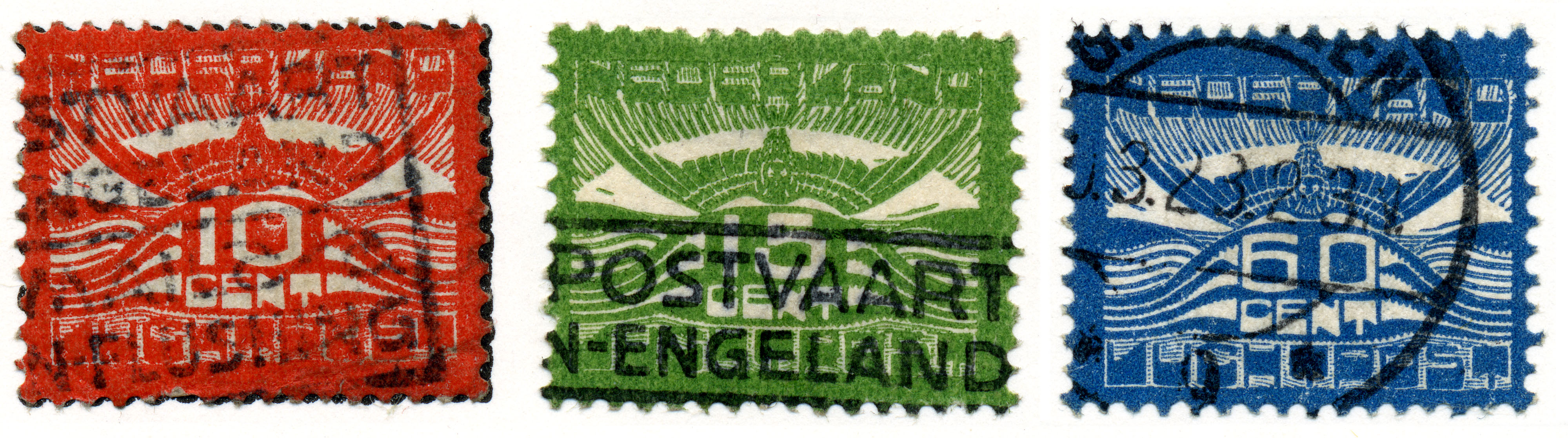 Postzegel NL 1921 L nr1-2-3