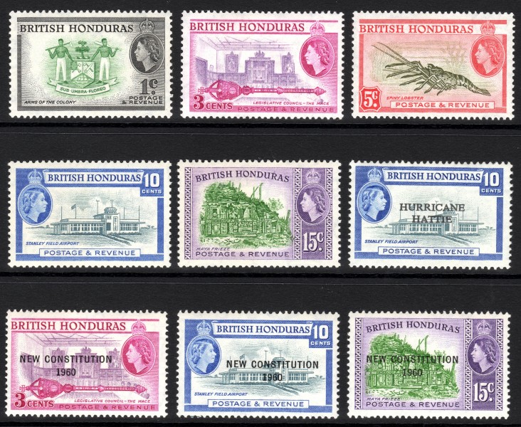 British Honduras stamps 1953 and 1961
