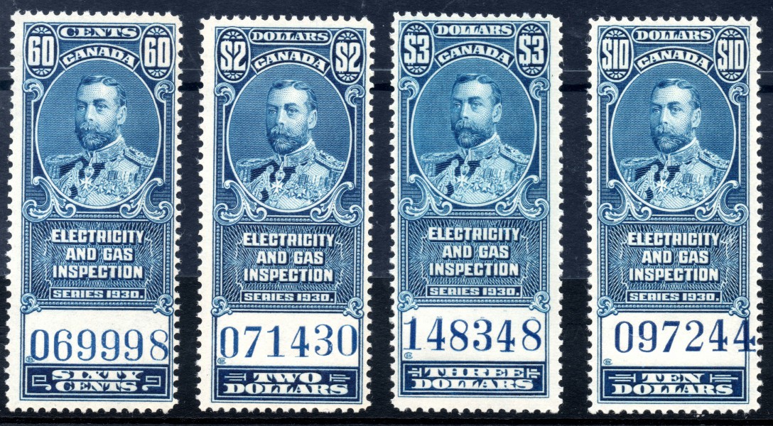 Canada 1930 Electricity and Gas Inspection stamps