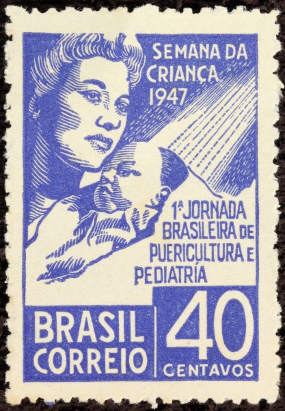 Selo Semana da Criança 1947 Azul