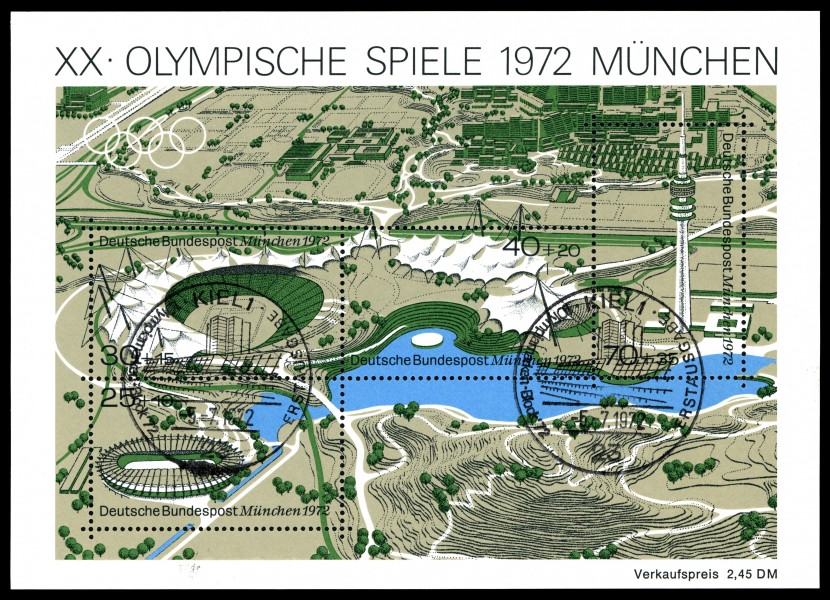 Stamps of Germany (BRD), Olympiade 1972, Ausgabe 1972, Markenblock 1, Sonderstempel