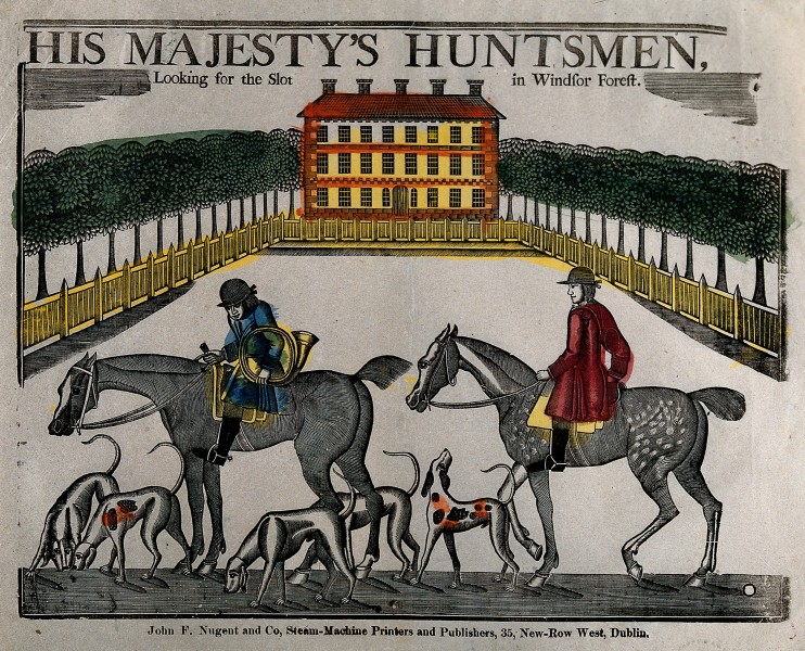 Two men going foxhunting with hounds Wellcome V0049609