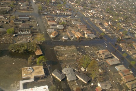 University, New Orleans, LA, 9-16-05 --
This neighborhood remains flooded over two weeks after the storm came through. The foul smelling flood water is contaminated with petrol chemicals, house hold chemicals and biological hazards.
MARVIN NAUMAN/FEMA photo