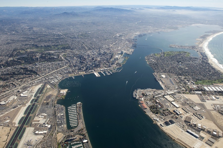 Aerial view of Naval Base San Diego in February 2015