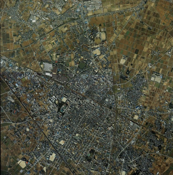 Anjo city center area Aerial photograph.1987