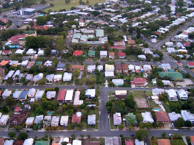 Brisbane seen from air, suburb
