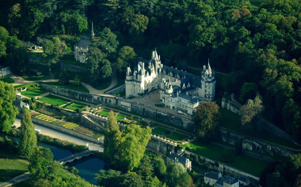 Ussé castle, aerial view