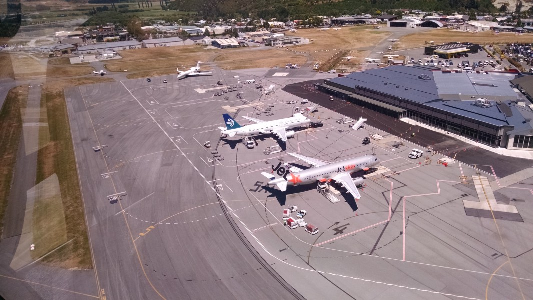 View of planes at Queenstown Airport from ZK-IDN 06