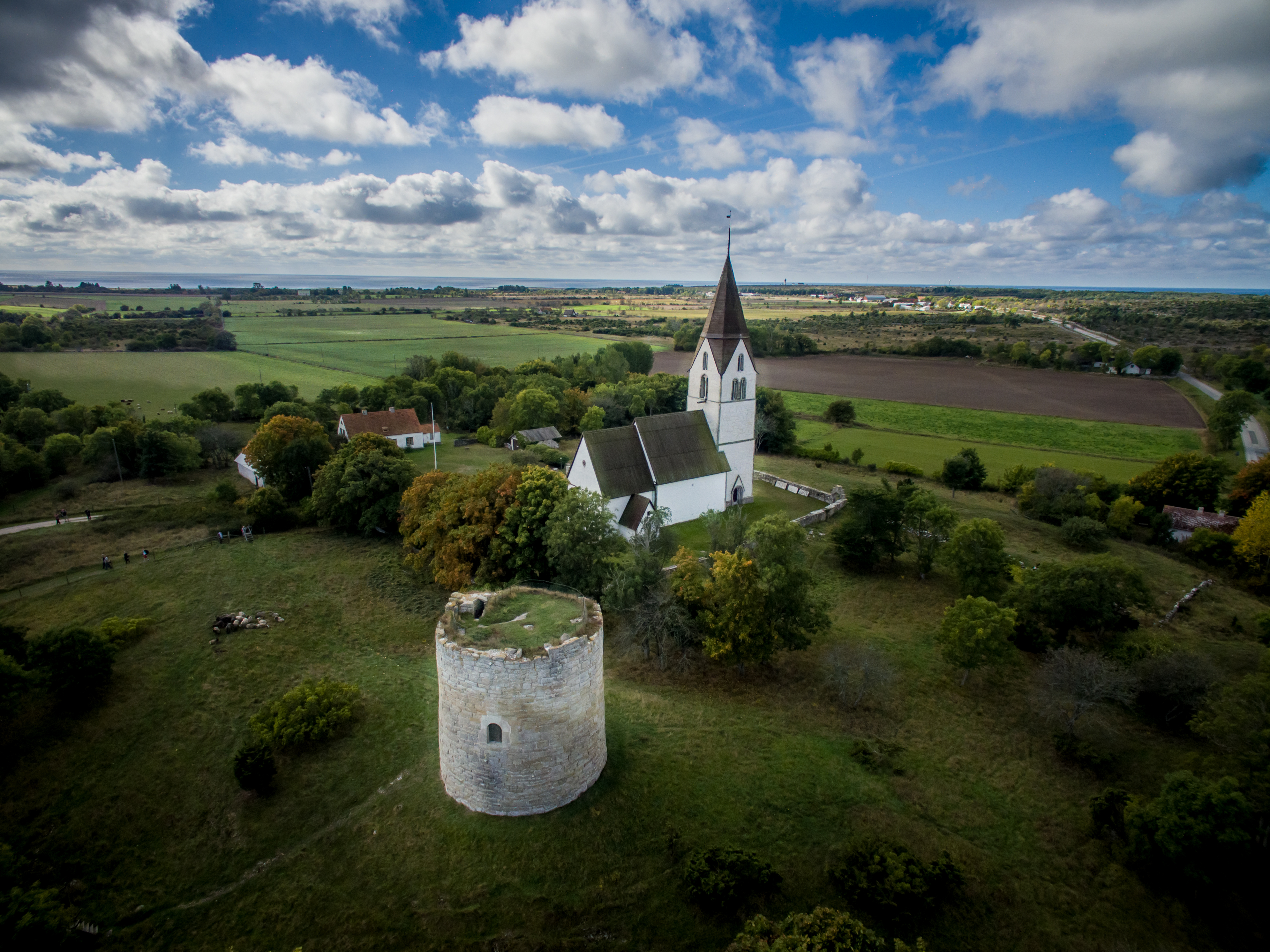 Sundre kyrka aerial photo