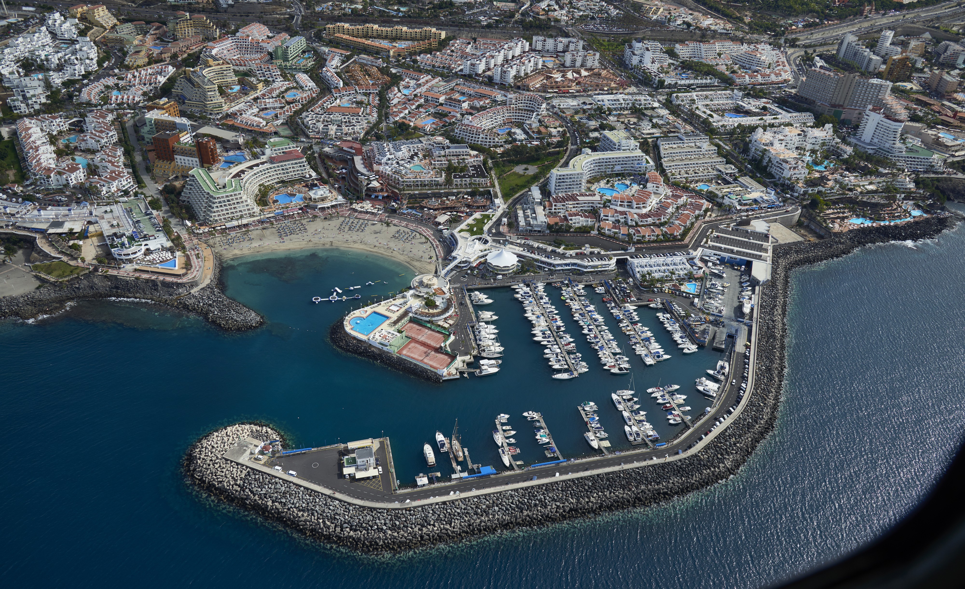 A0432 Tenerife, Adeje and harbour aerial view