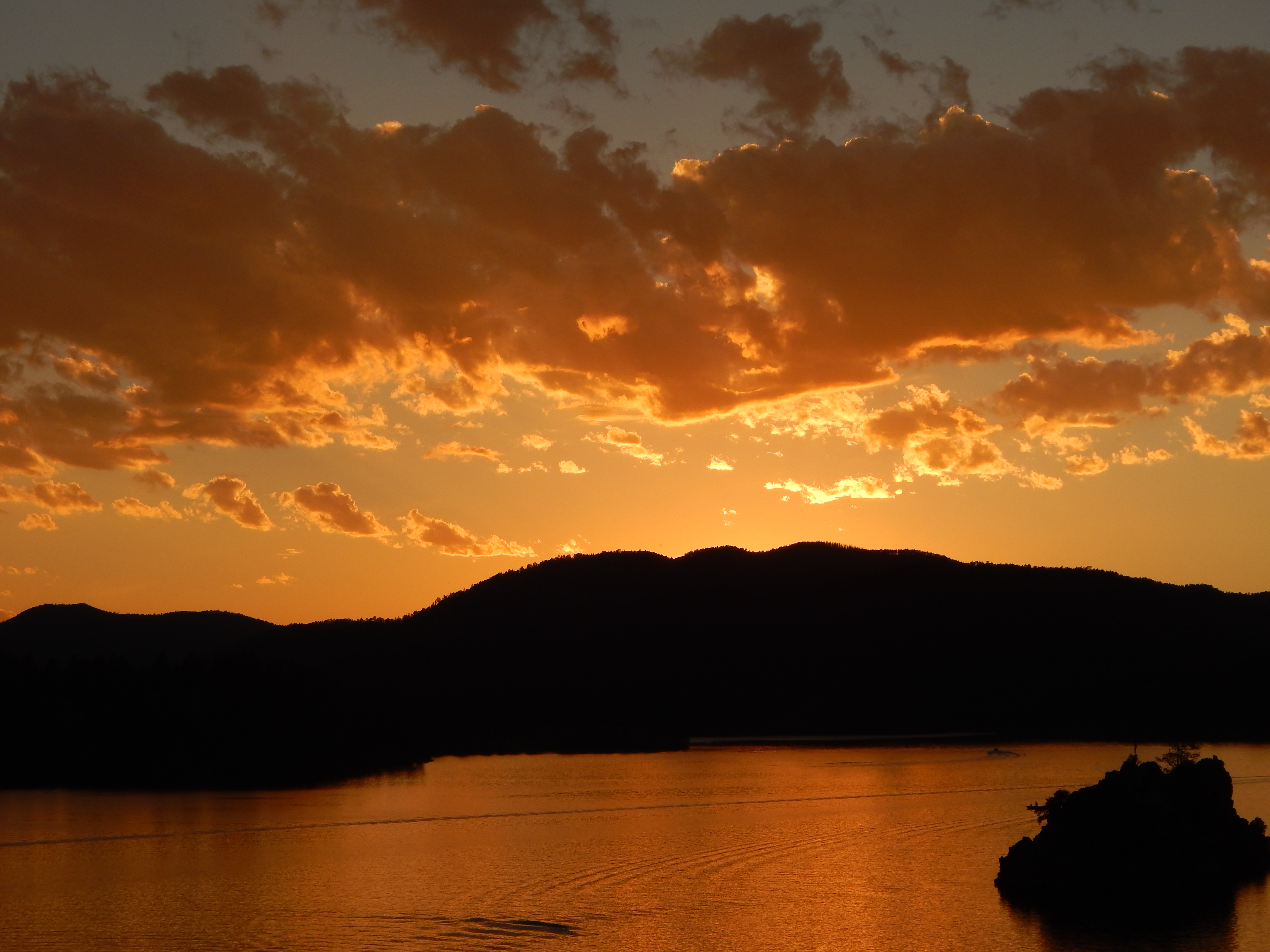 Pactola sunset looking west from the visitor's center July 2014.