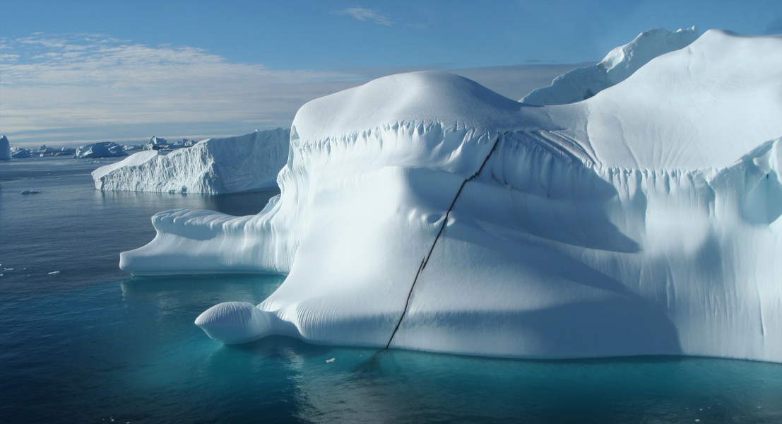 Close up of iceberg at cape York taken from helicopter