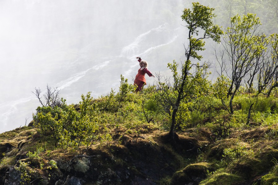 a so-called Huldra dancing near Kjosfossen waterfall, near Flåm, Norway, June 2014, picture 35