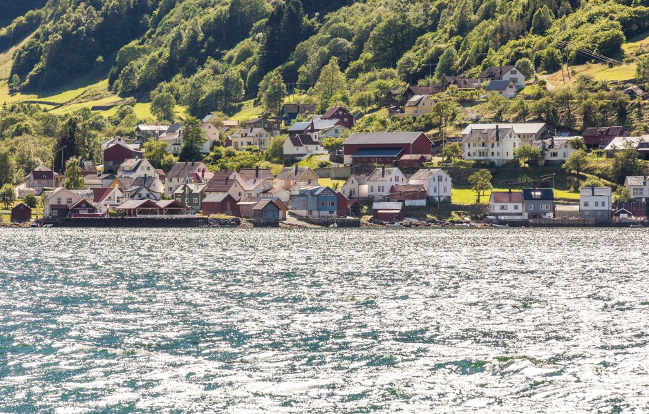 a settlement on a branch of the Sognefjord, Norway, near Flåm, June 2014, picture 66