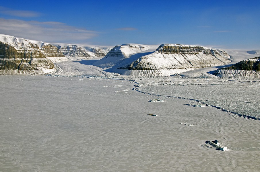 The calving front of Petermann Glacier in northern Greenland