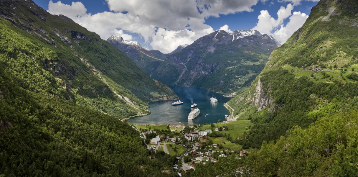 View to Geiranger from Flydalsjuvet, 2013 June