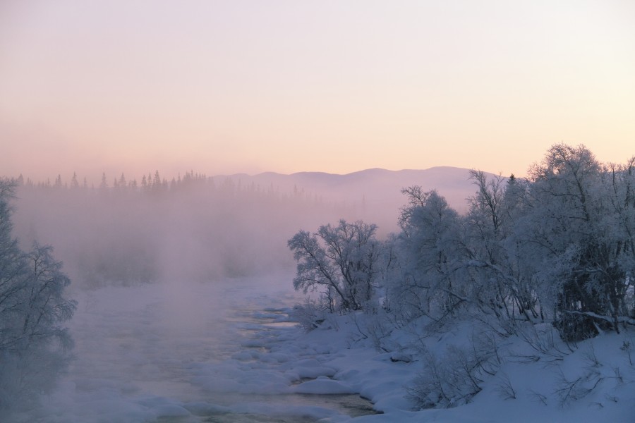 Visjöån, Jämtland, Sweden, during a cold January morning, January 2010