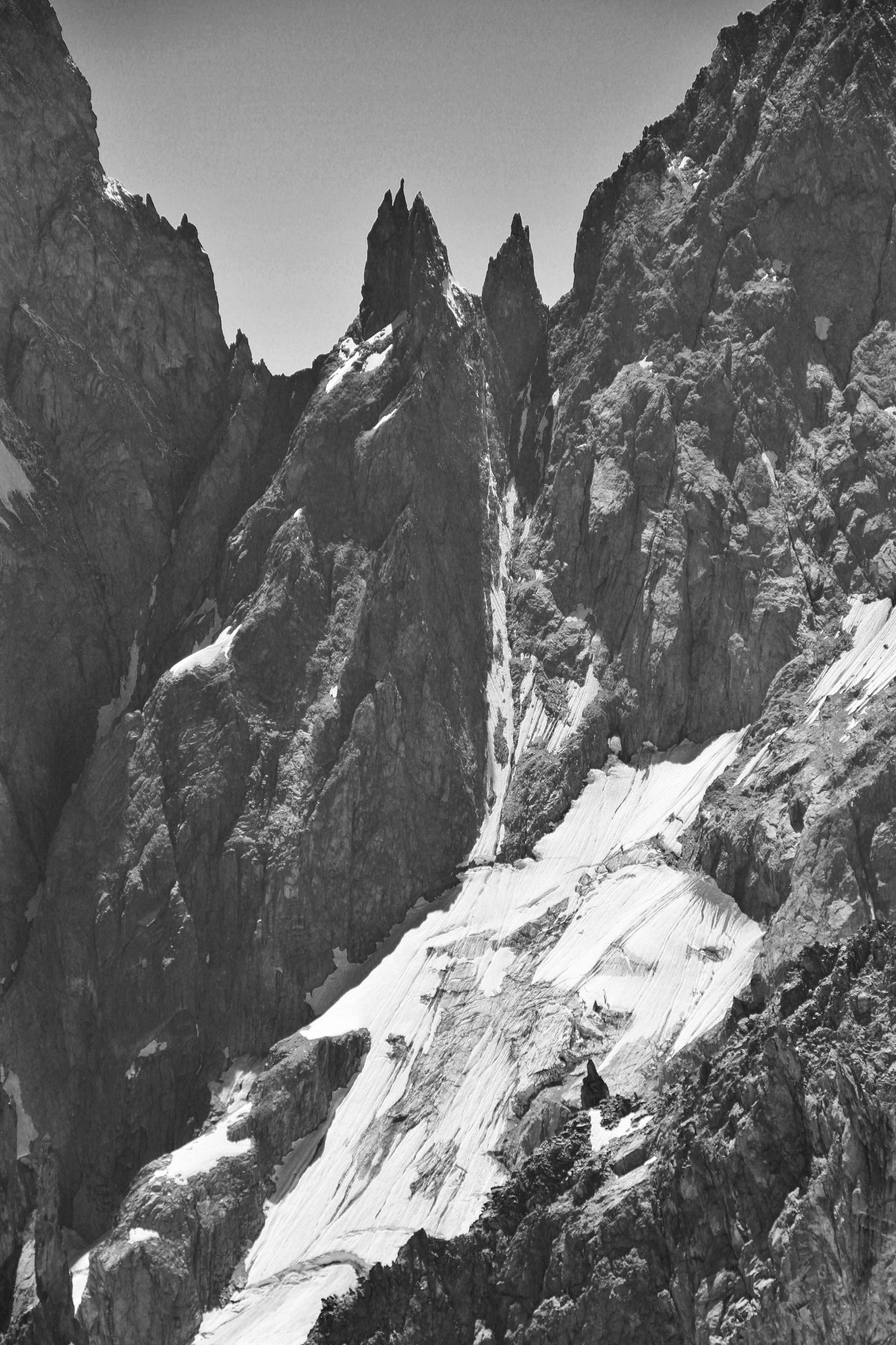 Les Dames Anglaises from Punta Helbronner, 2010 July, bw
