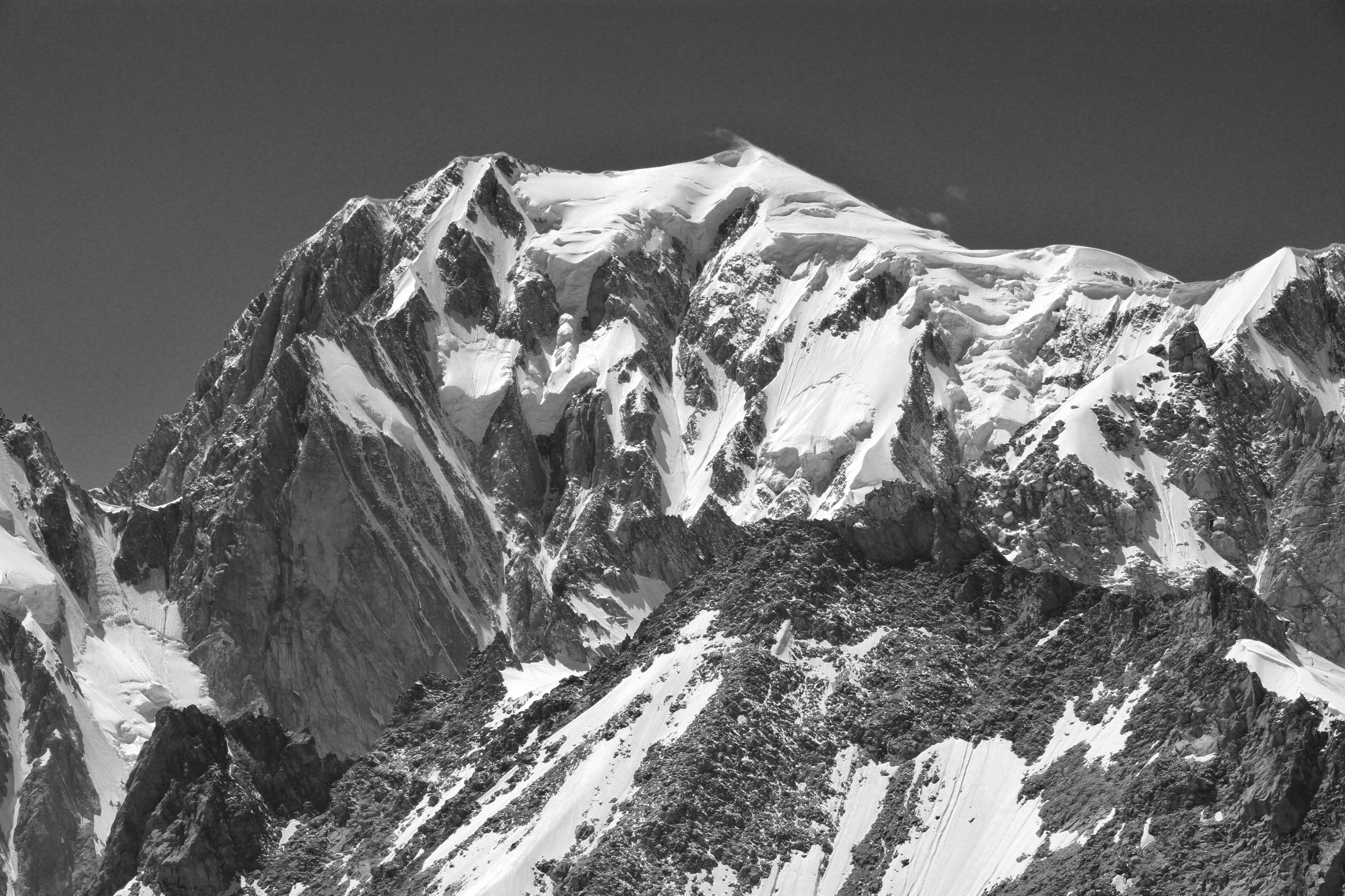 Mont Blanc from Punta Helbronner, 2010 July, bw