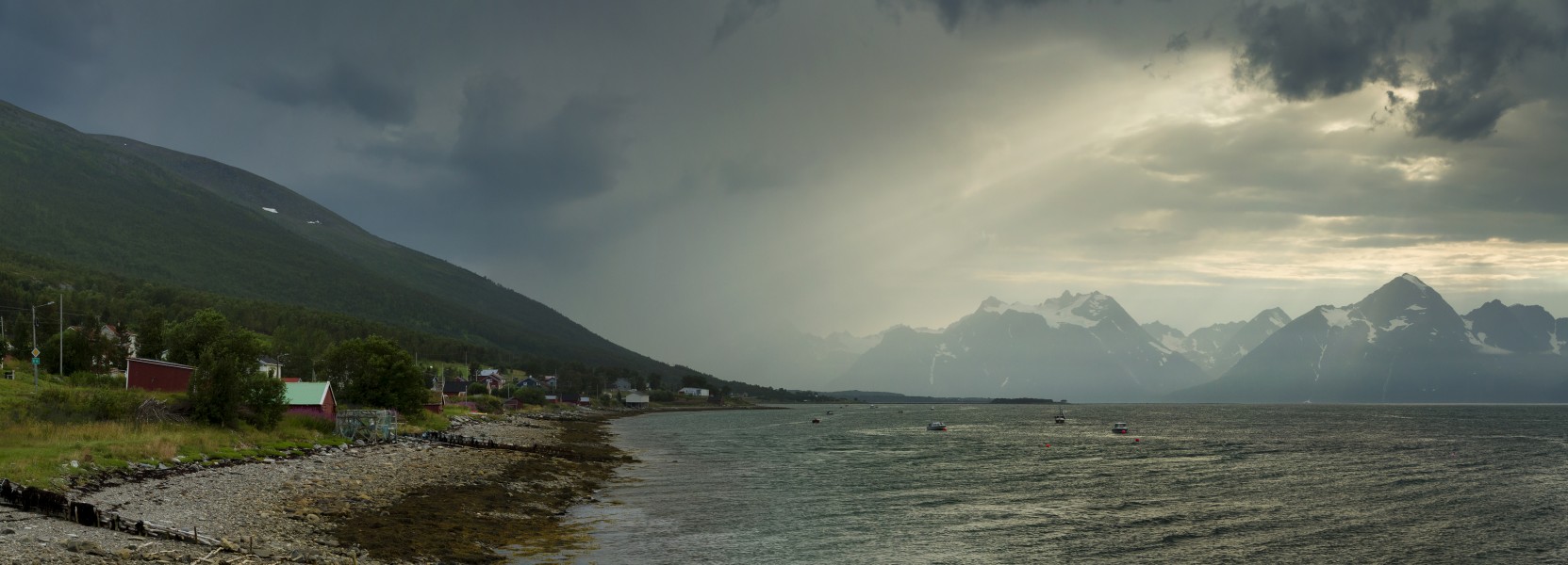 Thunderstorm is coming to Rotsundet, Nordreisa, Troms, Norway, 2014 August