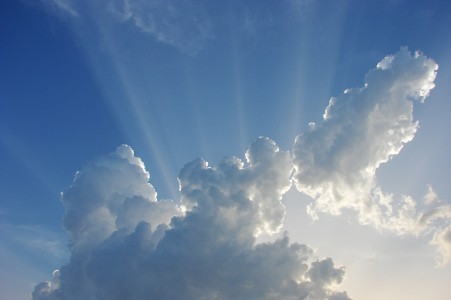 Crepuscular rays in the clouds in Plano, Texas