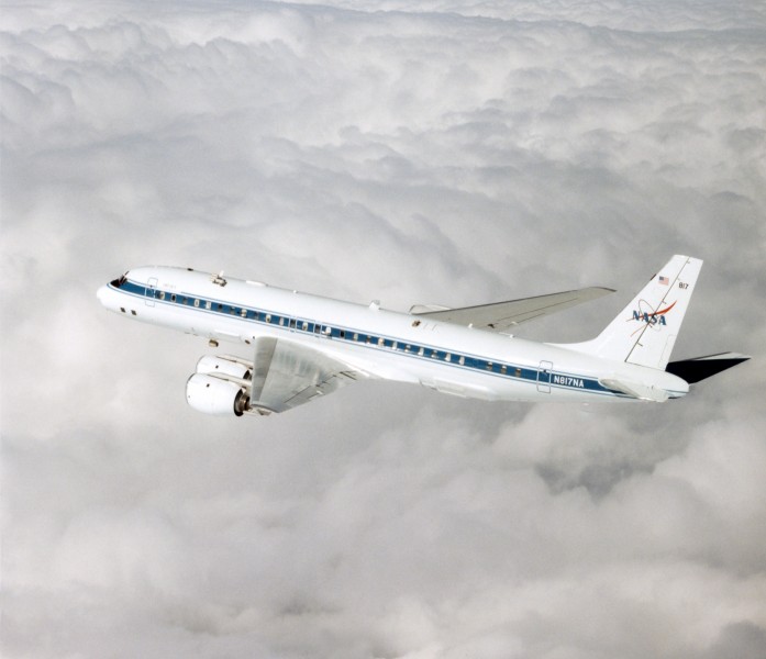 Douglas DC-8 72 over clouds