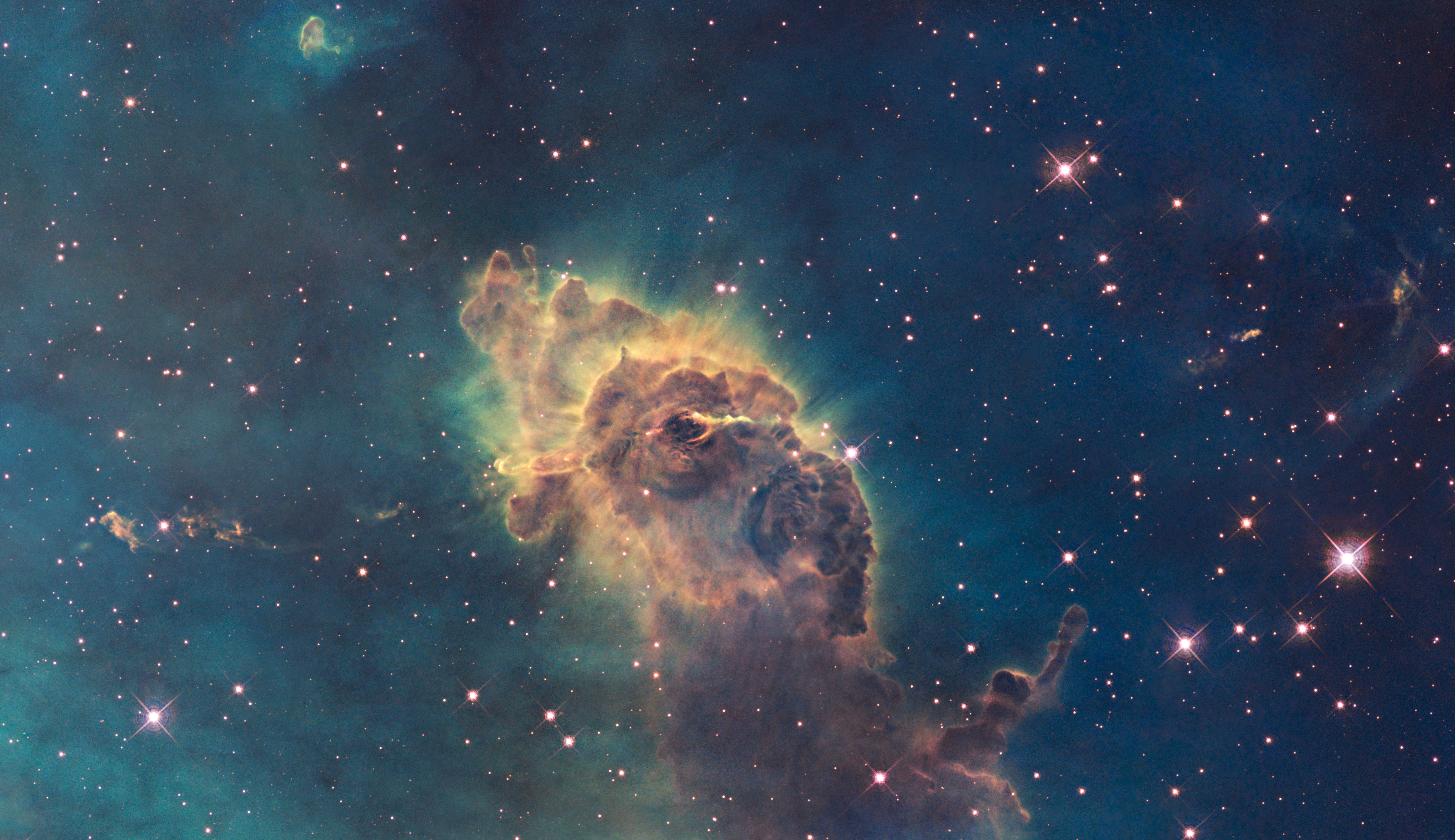 Carina Nebula in visible light (captured by the Hubble Space Telescope)