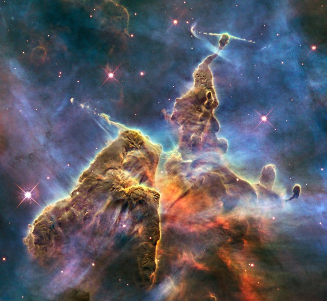 HH 901 and HH 902 in the Carina nebula (captured by the Hubble Space Telescope)