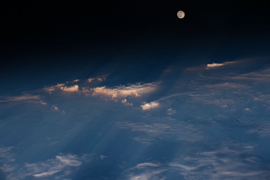 ISS-48 Full moon just before sunset over western China
