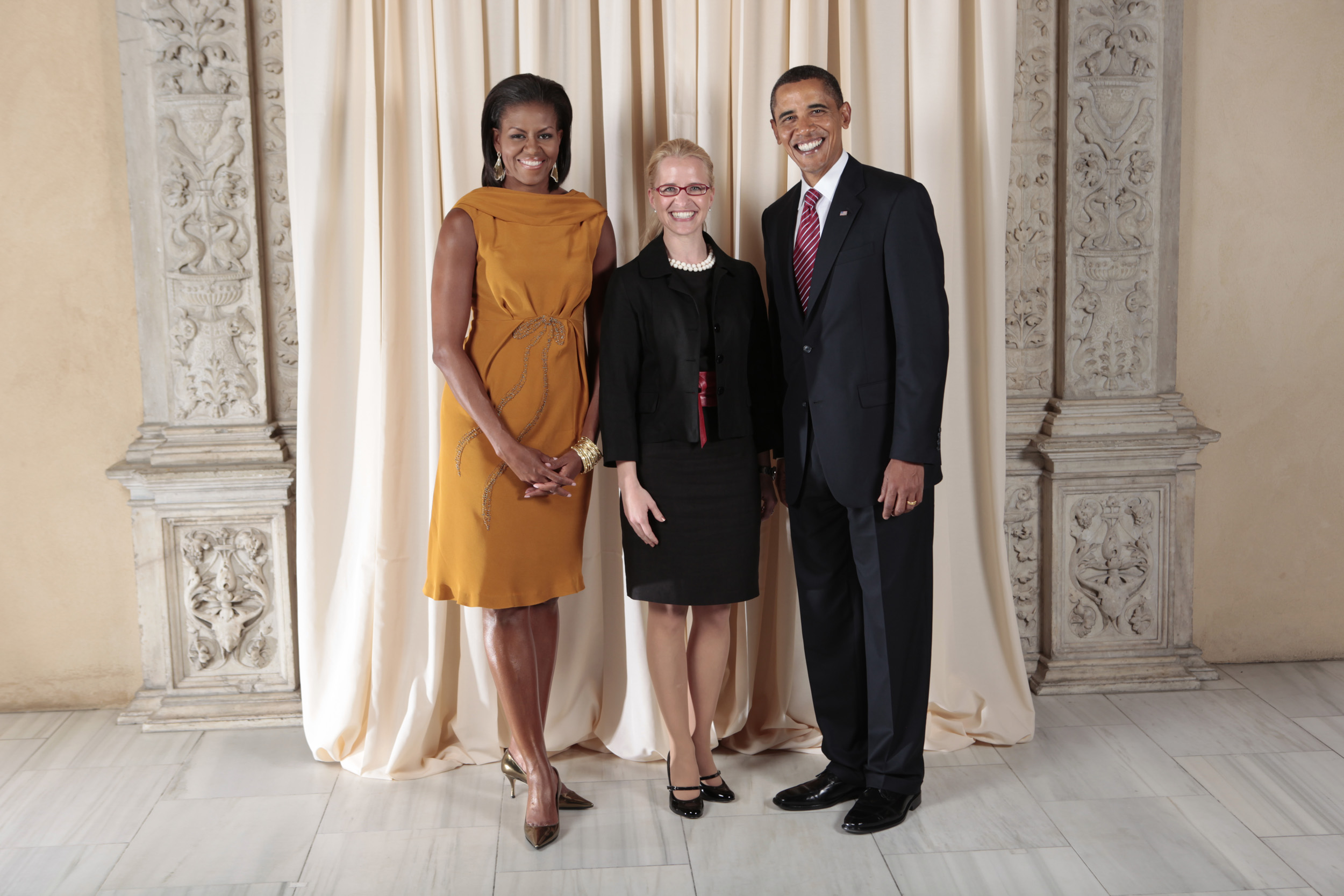 Aurelia Frick with Obamas