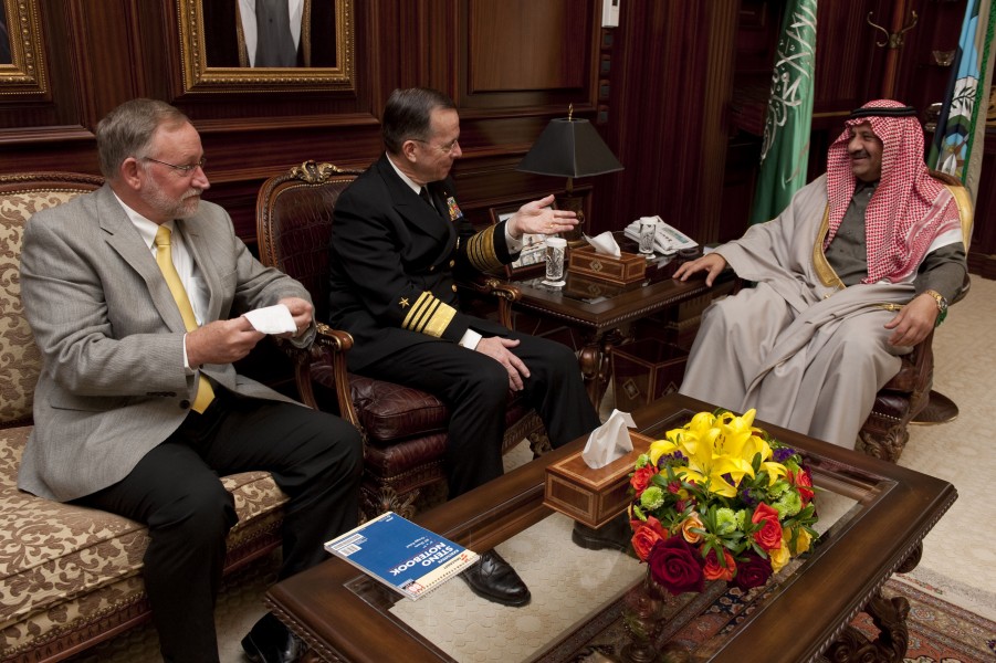 Defense.gov News Photo 110221-N-TT977-056 - U.S. Ambassador to Saudi Arabia James Smith and Chairman of the Joint Chiefs of Staff Adm. Mike Mullen U.S. Navy meet with Saudi Arabian