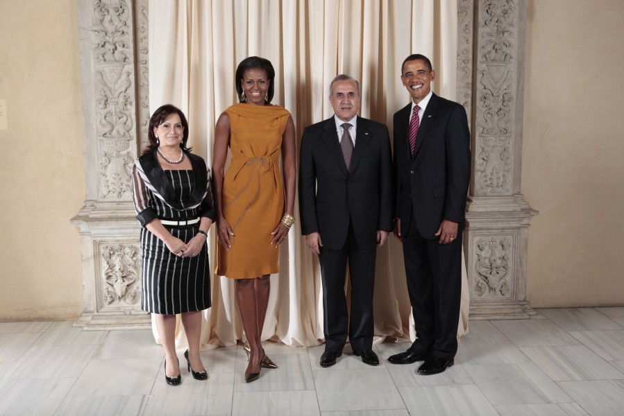 Michel Sleiman with Obamas