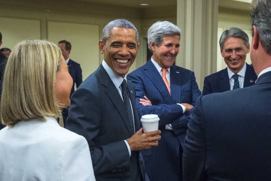 President Obama, Secretary Kerry Laugh With European Leaders at NATO Summit (14950833937)