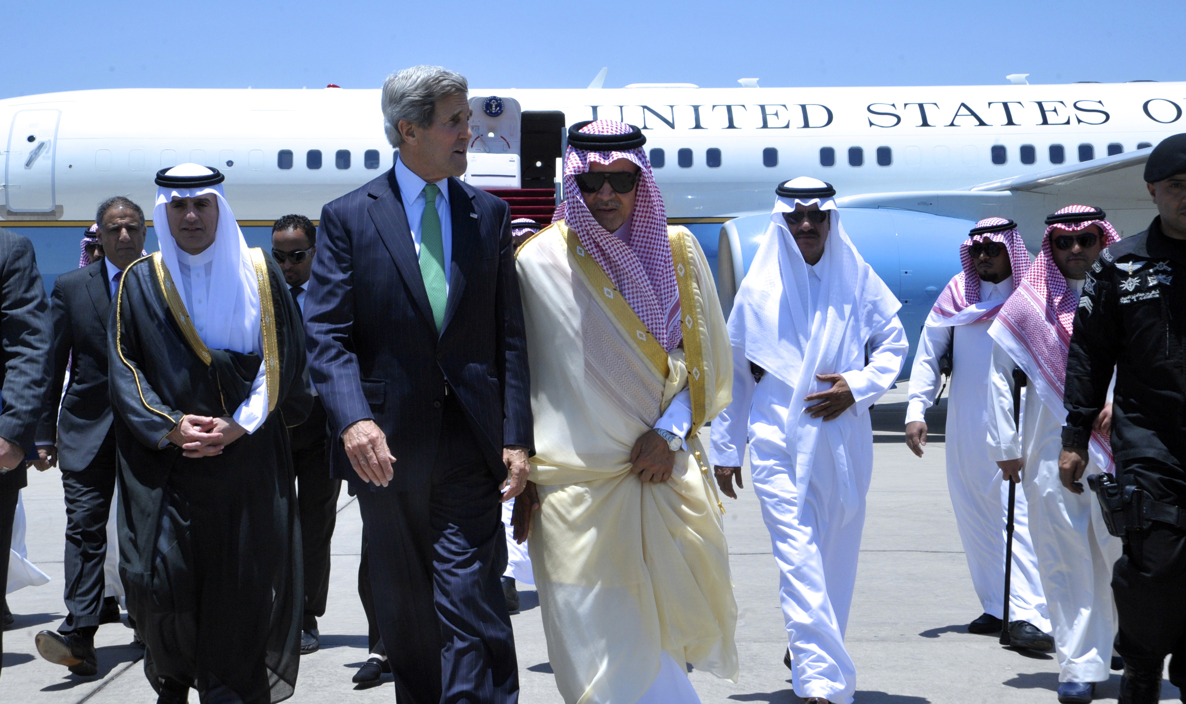 Secretary Kerry Walks With Saudi Foreign Minister al-Faisal