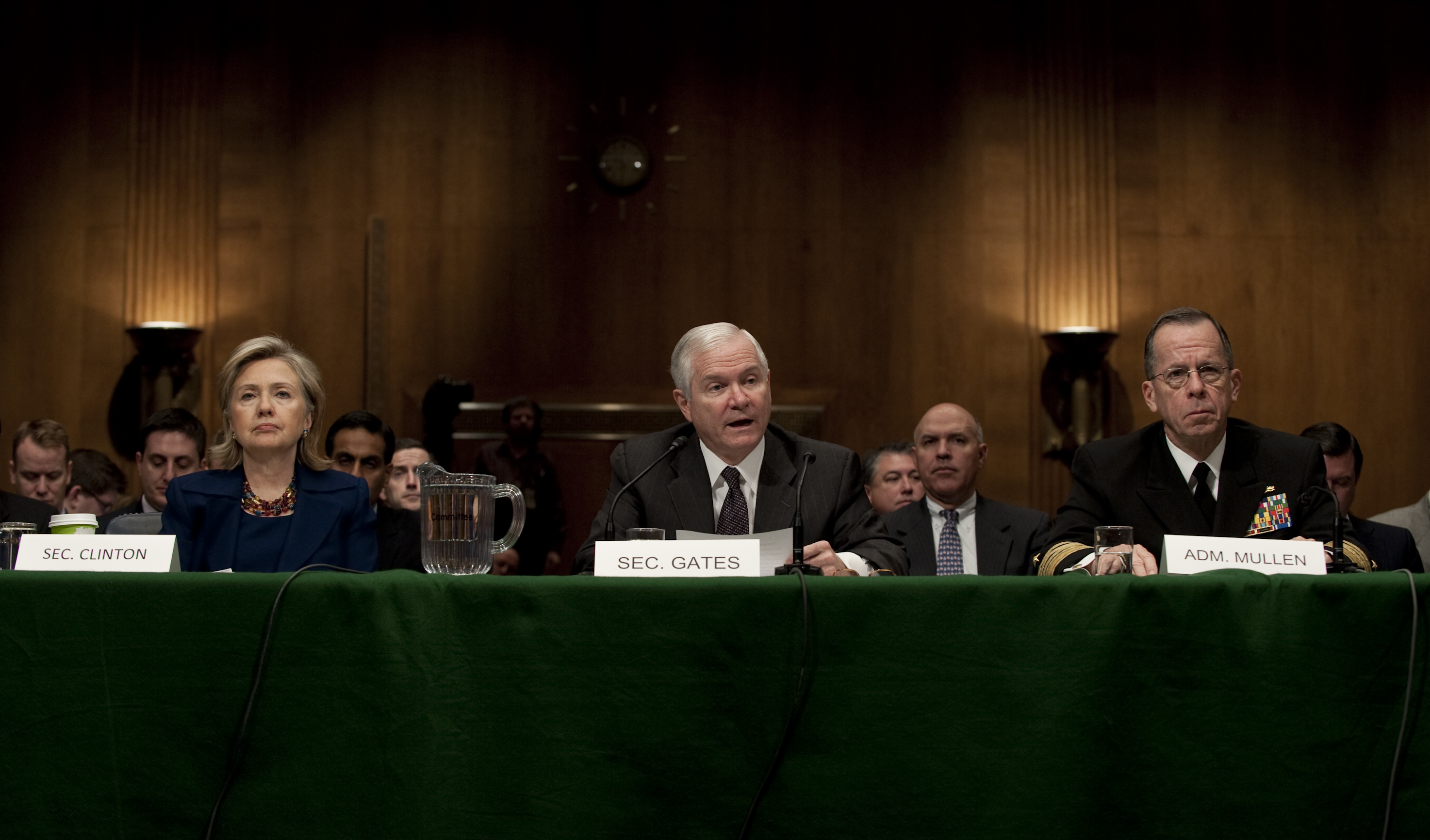 Secretary of State Hillary Rodham Clinton, Secretary of Defense Robert M. Gates and Chairman of the Joint Chiefs of Staff Navy Adm. Mike Mullen testify before the Senate Armed Services Committee 