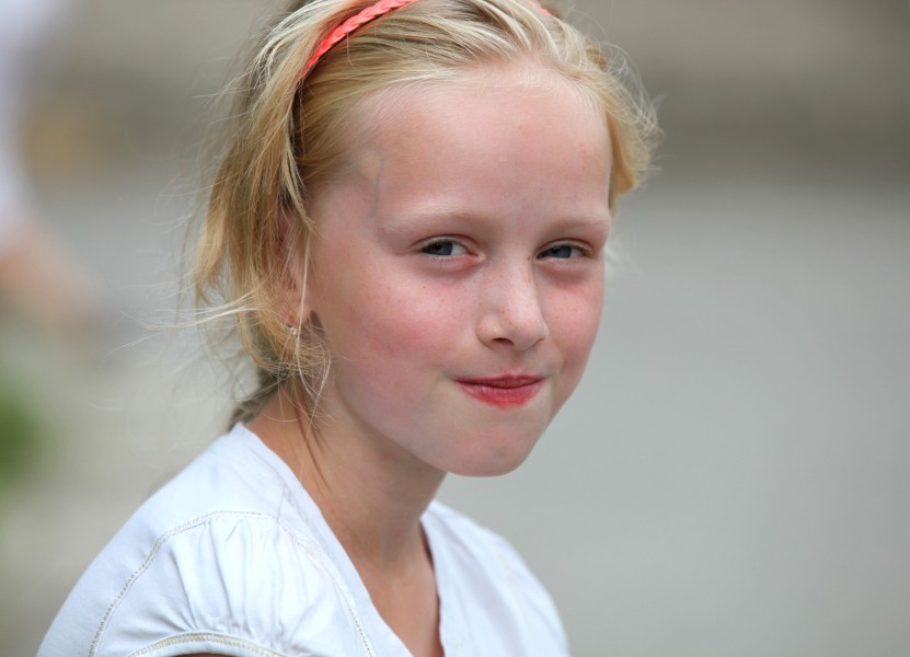 a really cute young blond charming girl (a Catholic Christian) in a Christian camp in July 2013, picture 4/8