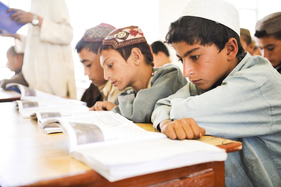 Afghan school boys in Nad Ali village of Helmand