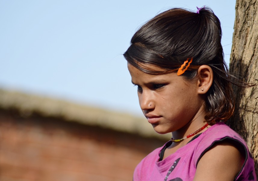 Girl in Mara village, Morena district, India