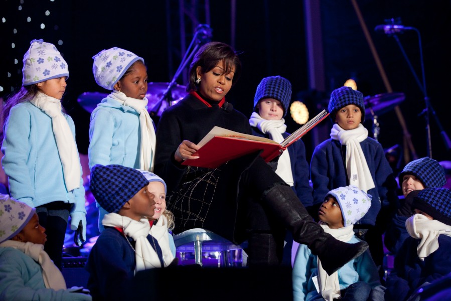Michelle Obama at the National Christmas Tree lighting ceremony on the Ellipse in Washington, D.C., Dec. 9, 2010