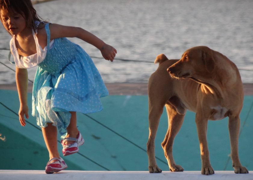 Young Girl with Dog - Along the Malecon - Campeche - Mexico