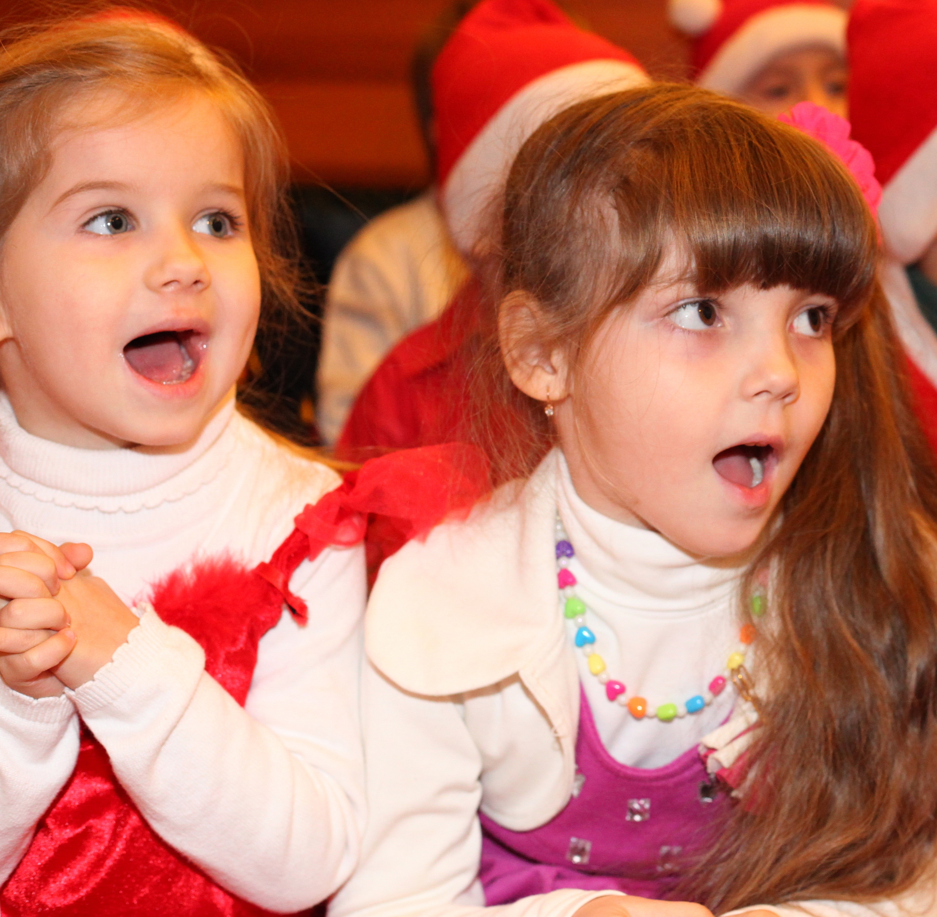 two beautiful cute Catholic girls at st. Nicholas day celebration in a Catholic kindergarten, photo 12