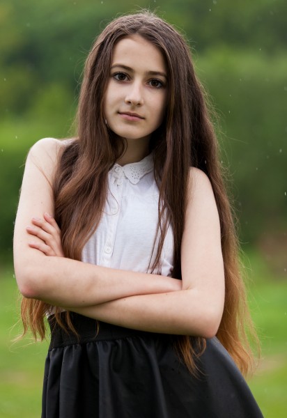 a 13-year-old brunette girl photographed in May 2015, picture 21