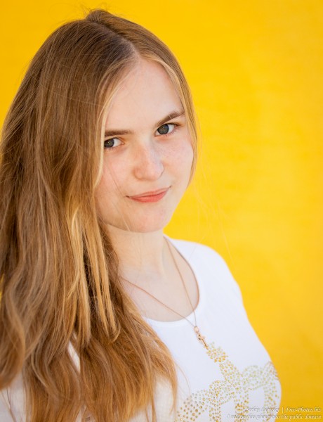 a 14-year old fair-haired girl photographed in June 2015, picture 1