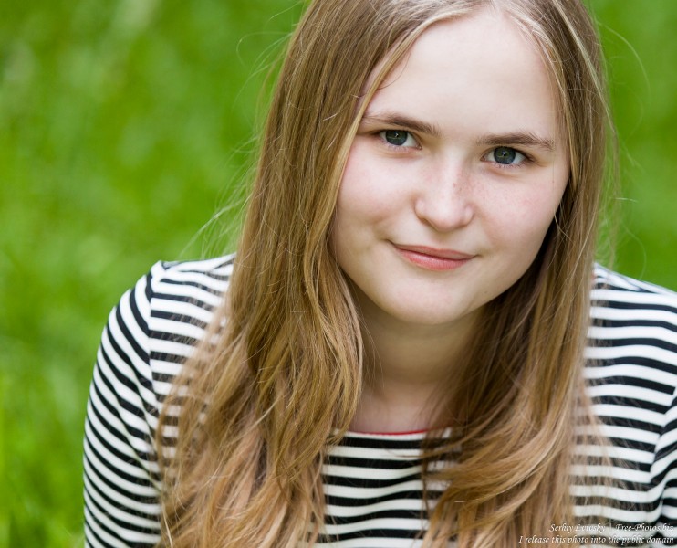 a blond 14-year-old girl photographed in May 2015, picture 1