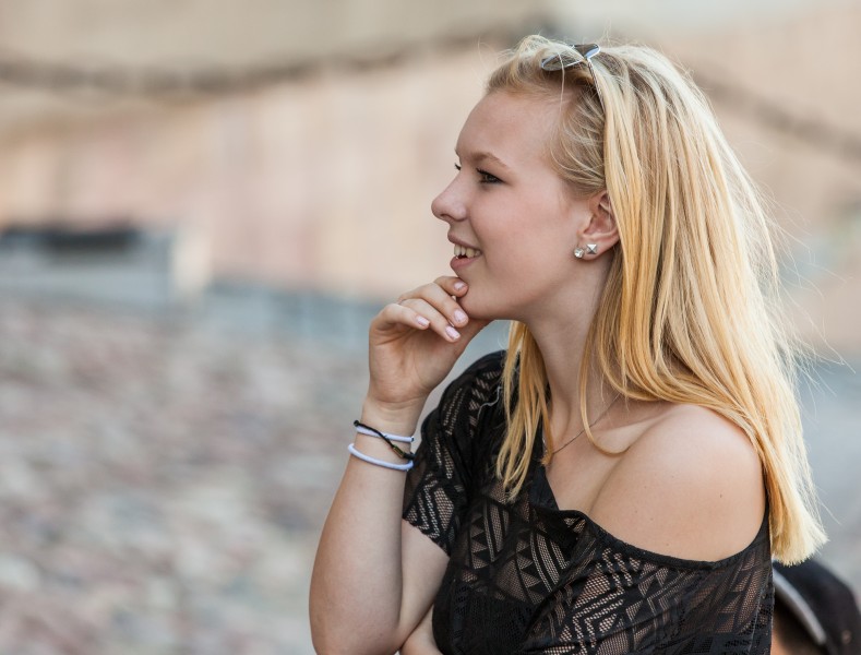 a cute blond girl photographed in Stockholm, Sweden in June 2014, picture 5/26